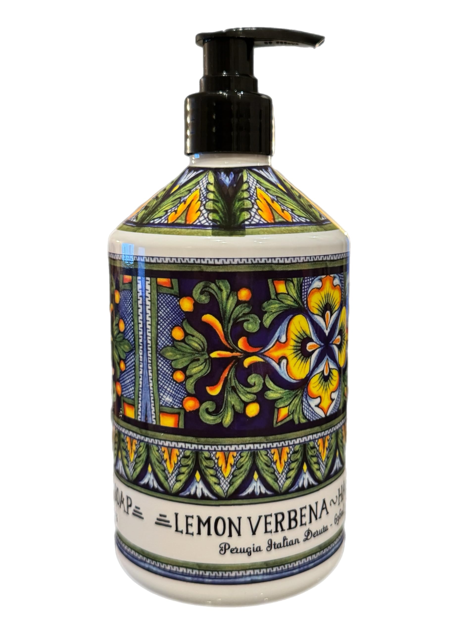 Deruta Perugia Lemon Verbena Hand Soap – 21.5 oz Italian Organic Liquid Soap in a Decorative Bottle