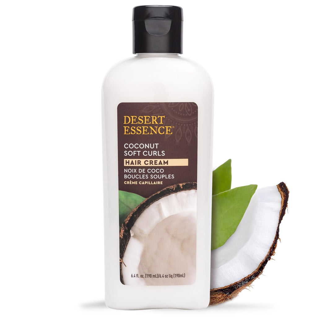 Desert Essence Coconut Soft Curls Hair Cream – Hydrating, Silicone-Free Curl Definer