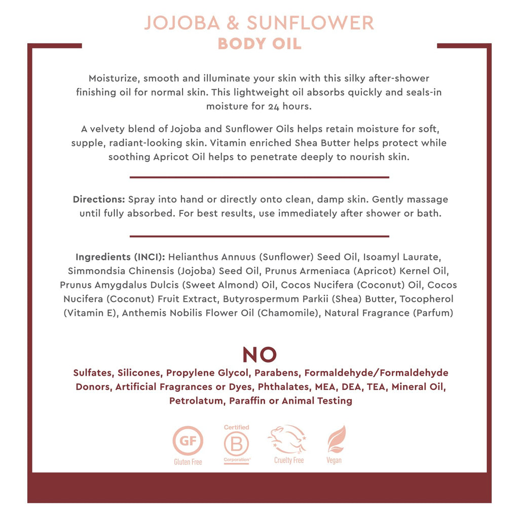 Desert Essence Jojoba & Sunflower Body Oil Spray – 8.28 fl oz (Pack of 2) – Vegan, Cruelty-Free