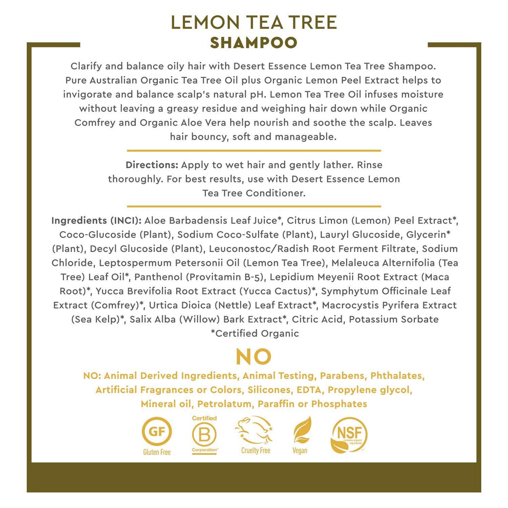 Desert Essence Lemon Tea Tree Shampoo & Conditioner Bundle – 8 oz Each