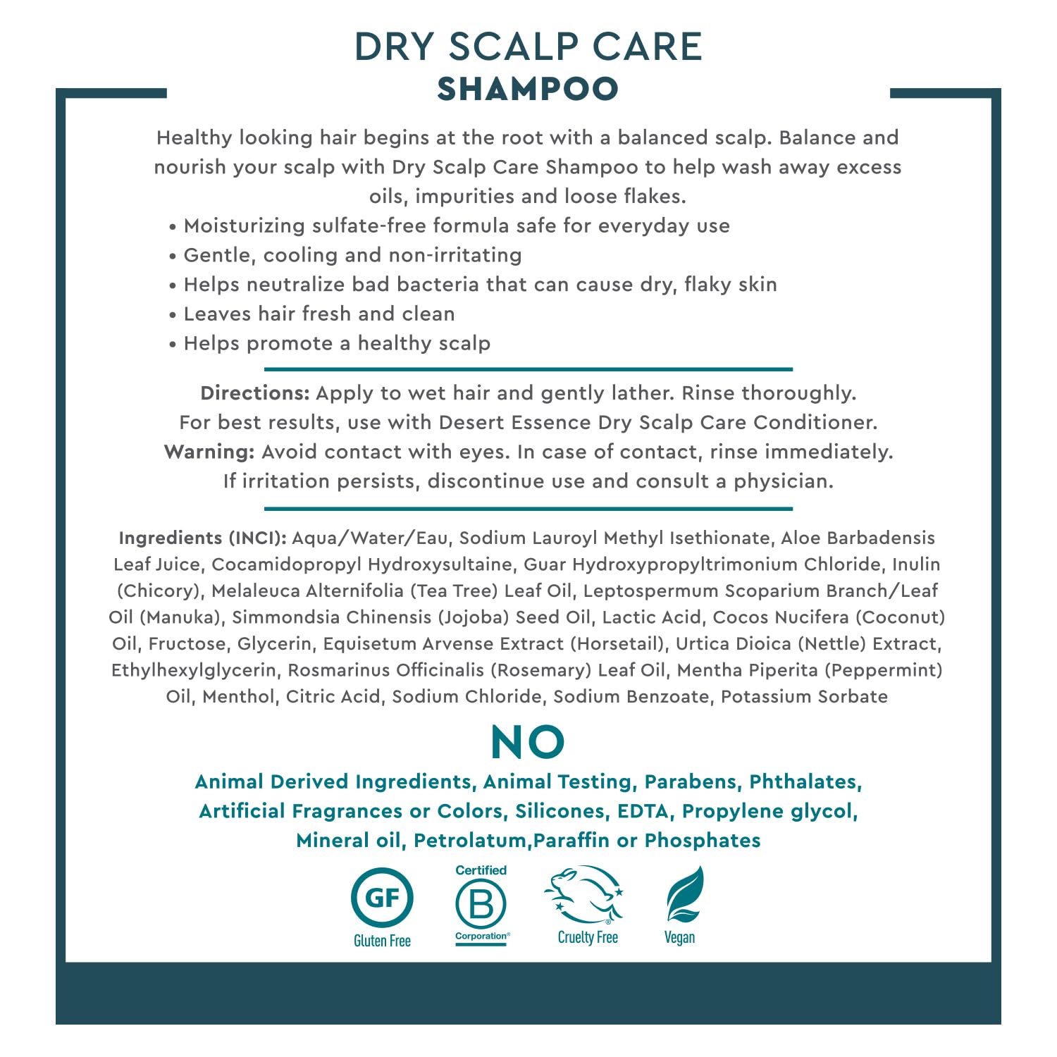 Desert Essence Dry Scalp Care Shampoo – Hydrate, Balance & Strengthen Hair | 8 Fl Oz
