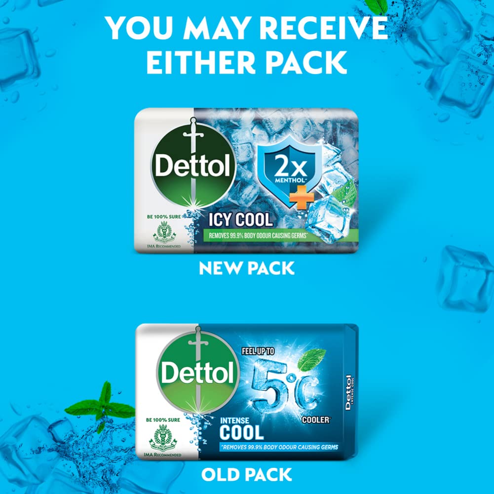 Dettol Intense Cool Bathing Soap Bar with Menthol – 75g | Buy 3 Get 1 Free
