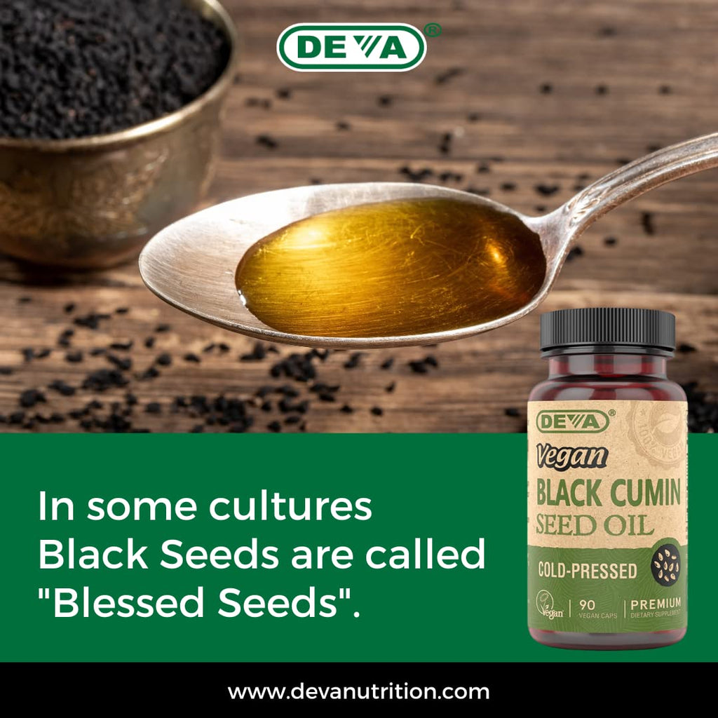 DEVA Vegan Black Cumin Seed Oil – Cold-Pressed, Unrefined, 90 Vegan Capsules