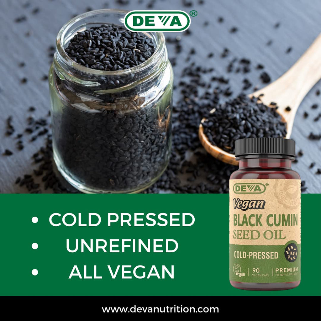DEVA Vegan Black Cumin Seed Oil – Cold-Pressed, Unrefined, 90 Vegan Capsules