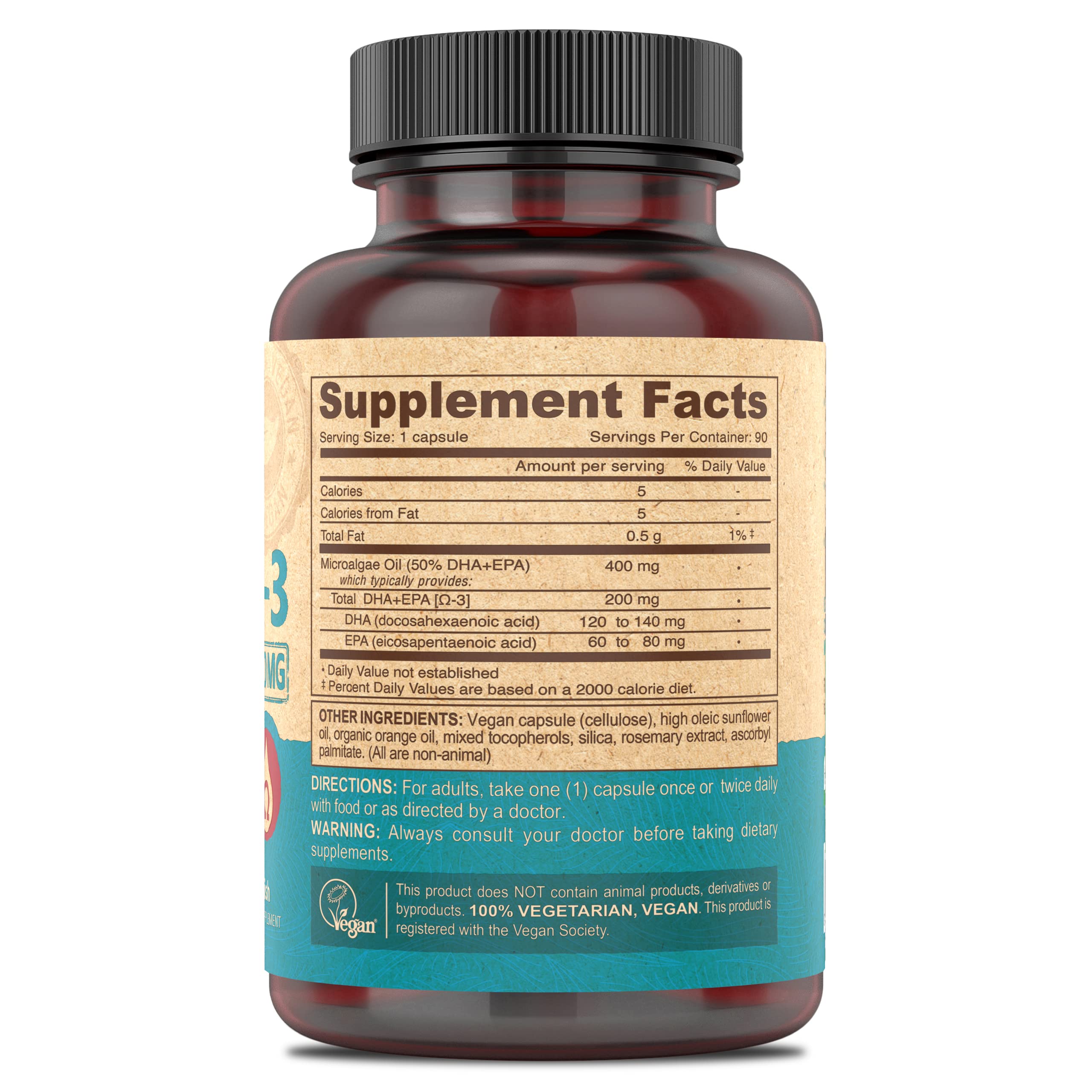 DEVA Nutrition Vegan Omega-3 DHA-EPA from Micro Algae | Delayed-Release 90 Vegan Capsules