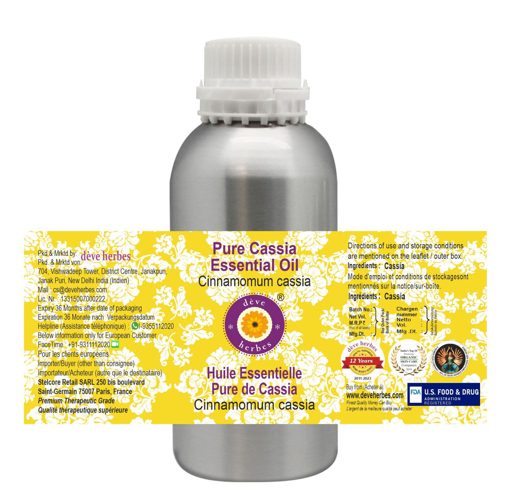 dève herbes Cassia Essential Oil – Pure Steam-Distilled 300ml | Non-Greasy & Lightweight