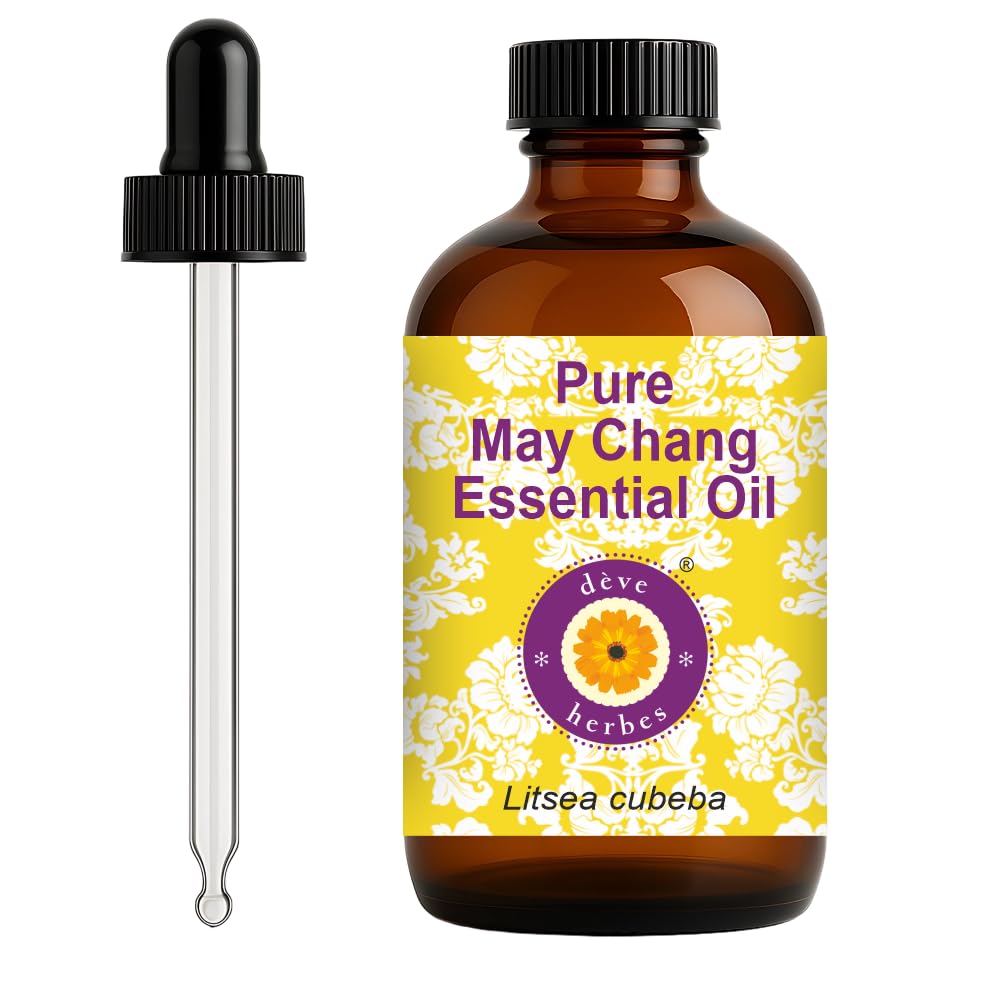deve-herbes May Chang Essential Oil (Litsea cubeba) with Glass Dropper – Pure, Lightweight, All Skin Types | 120ml
