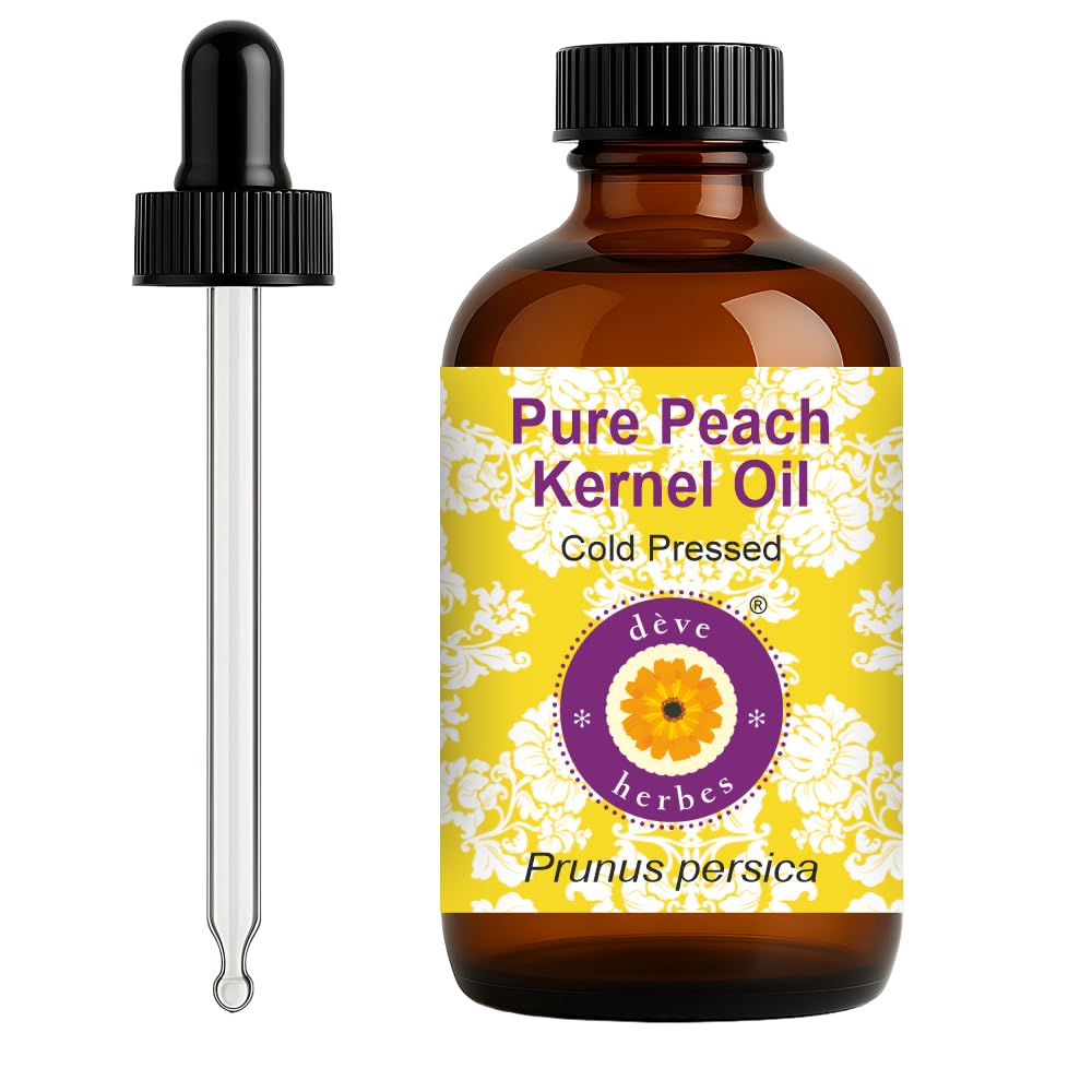 dève herbes Peach Kernel Oil | Cold-Pressed Carrier Oil with Glass Dropper 120ml
