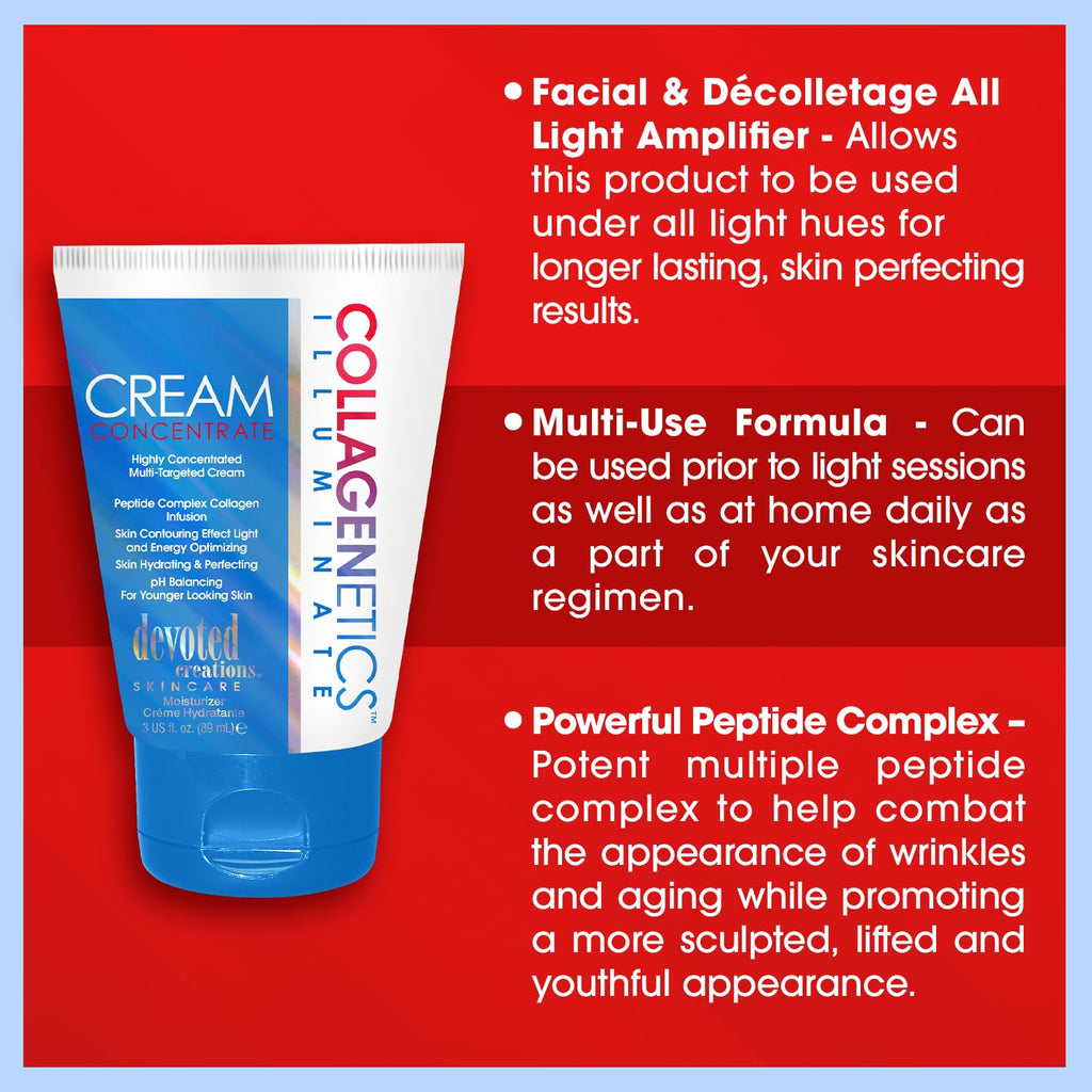 Devoted Creations Collagenetics Illuminate Cream Concentrate 3oz – Hydration, pH Balance, Skin Refinement