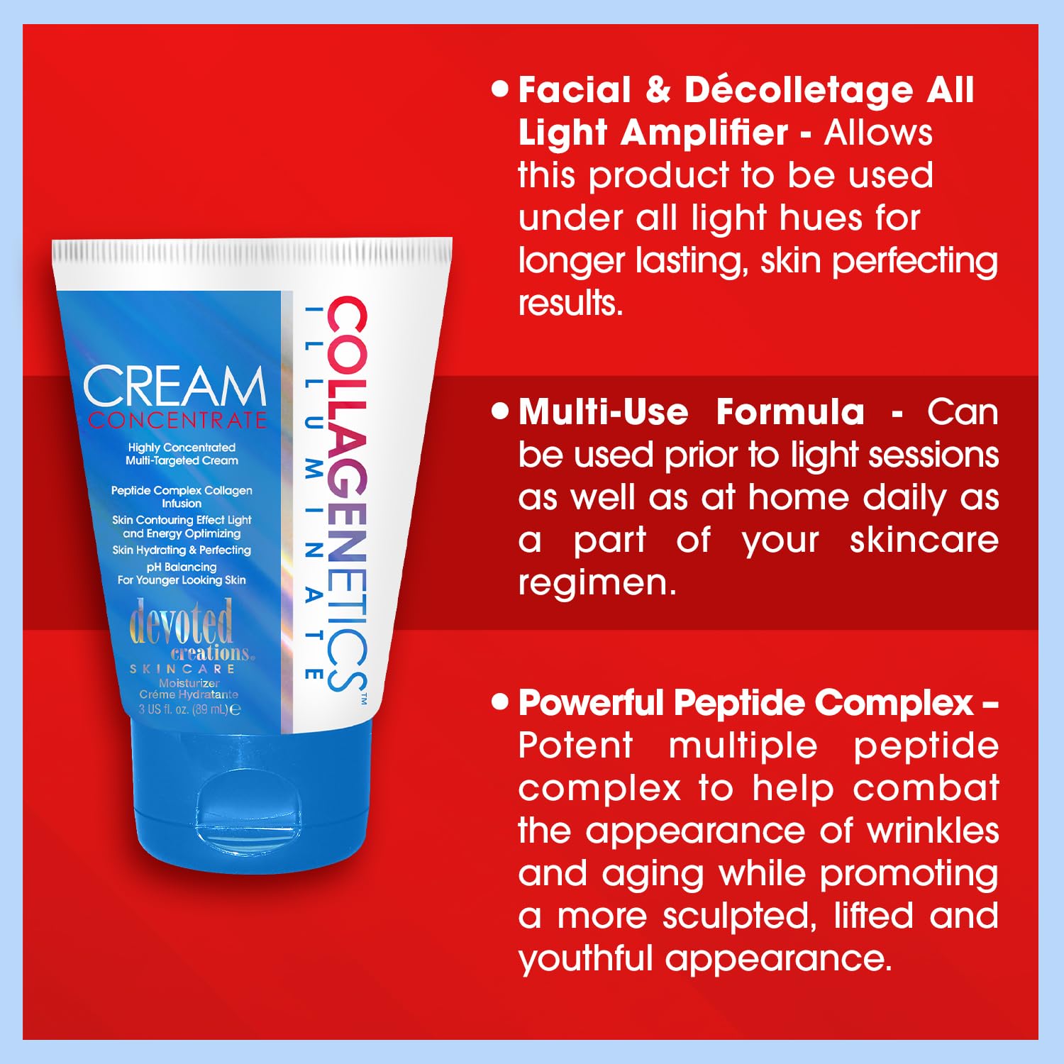 Devoted Creations Collagenetics Illuminate Cream Concentrate 3oz – Hydration, pH Balance, Skin Refinement