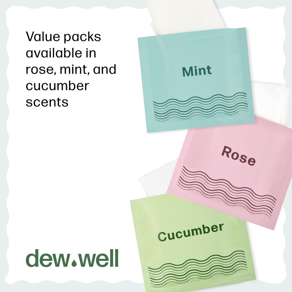 Dew Well Deodorant Wipes – Mint, Aluminum-Free, 50 Count | Travel & Purse Pack