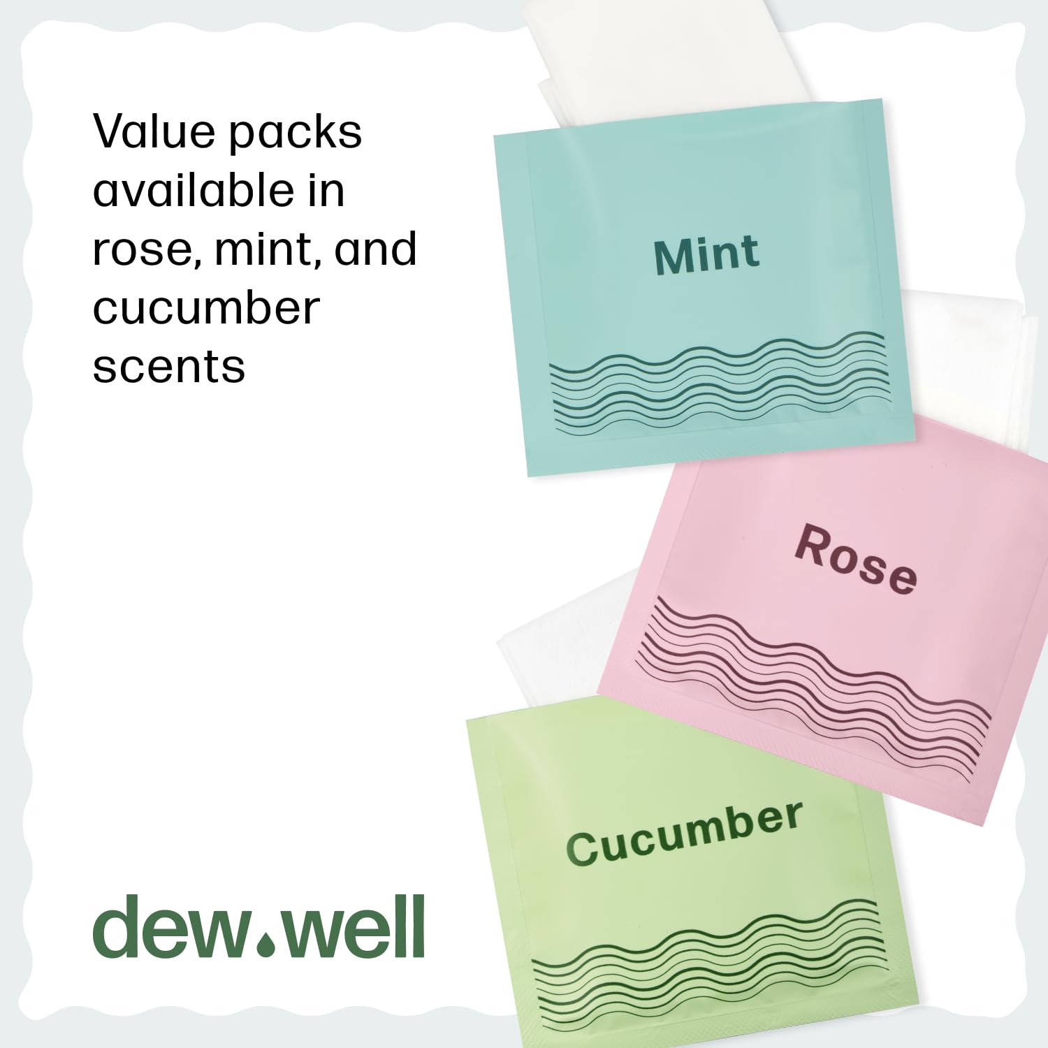 Dew Well Deodorant Wipes – Mint, Aluminum-Free, 50 Count | Travel & Purse Pack