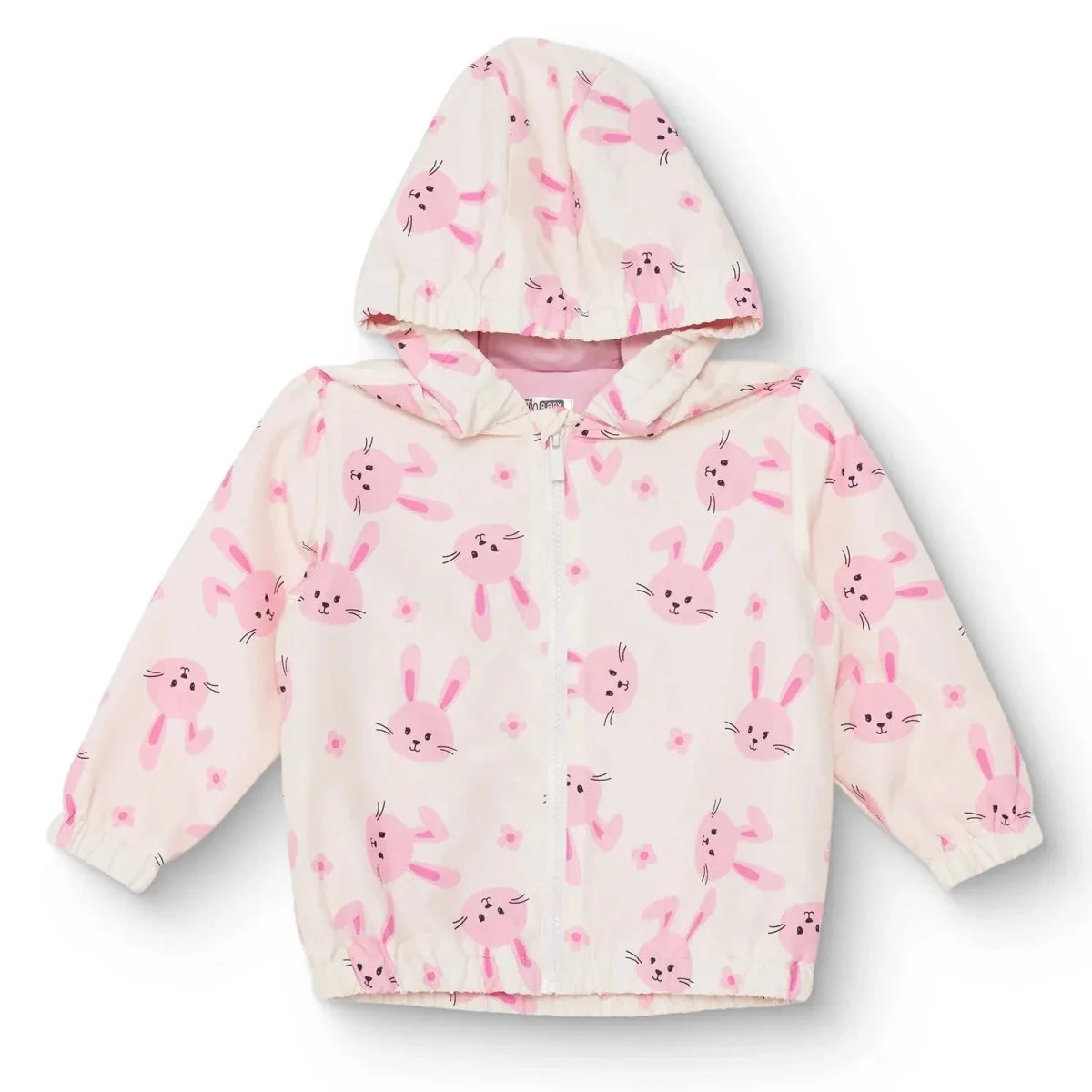 HelloBaby Hooded Printed Microfibre Baby Raincoat (9-12 Months to 4-5 Years) - Ecru Printed