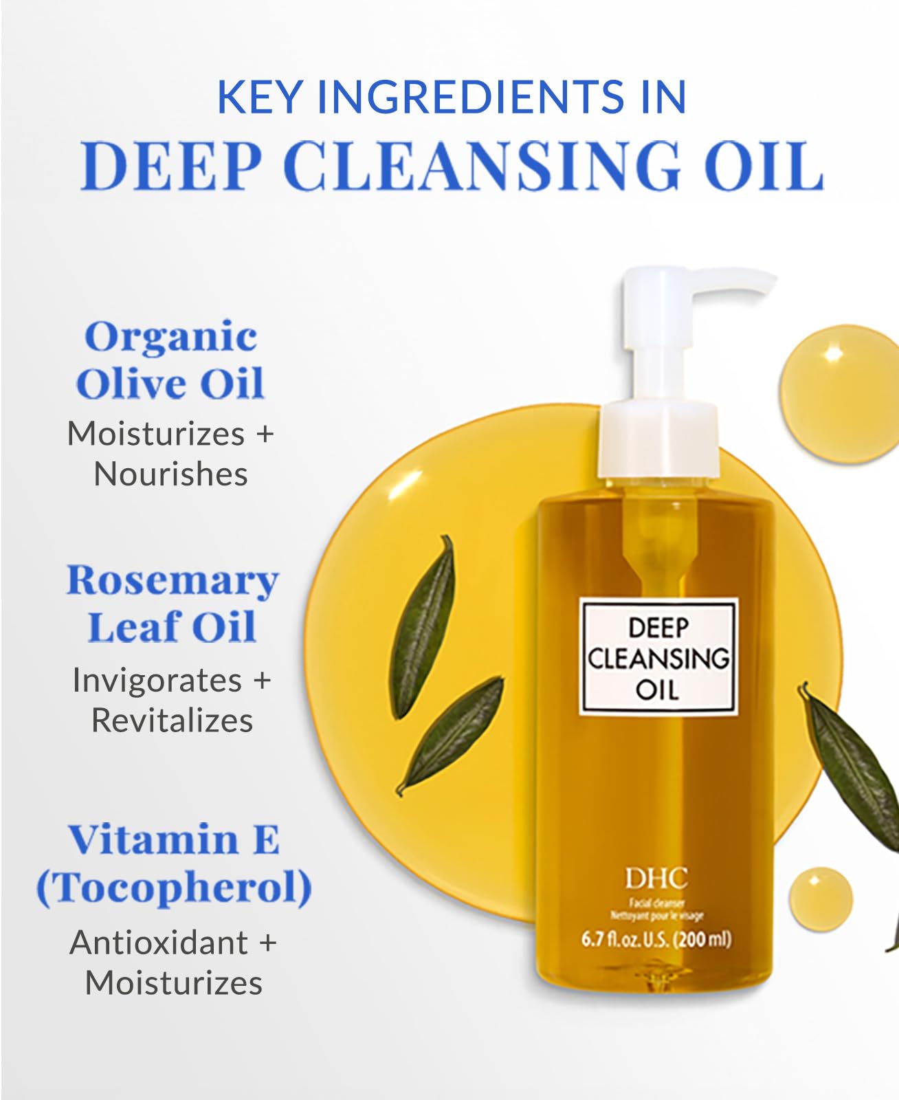 DHC Deep Cleansing Oil & Travel Size — Makeup Remover, Fragrance-Free, 6.7 oz + 1 oz
