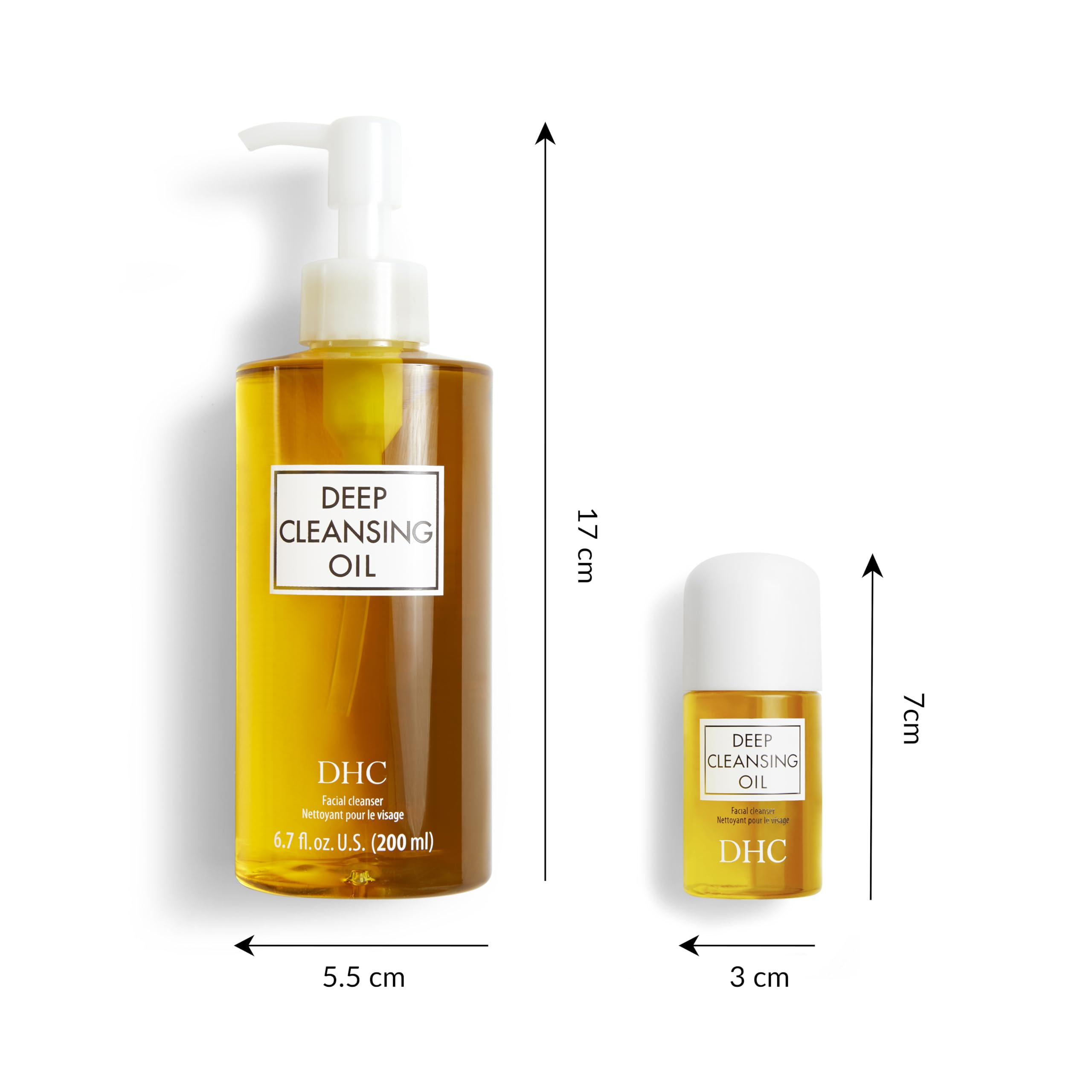 DHC Deep Cleansing Oil & Travel Size — Makeup Remover, Fragrance-Free, 6.7 oz + 1 oz