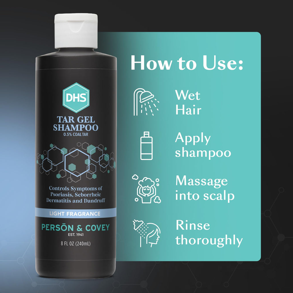 DHS Person & Covey T Gel Shampoo – Anti Dandruff & Psoriasis Care | Refined Coal Tar Gel | Deep Cleansing 8 Fl Oz