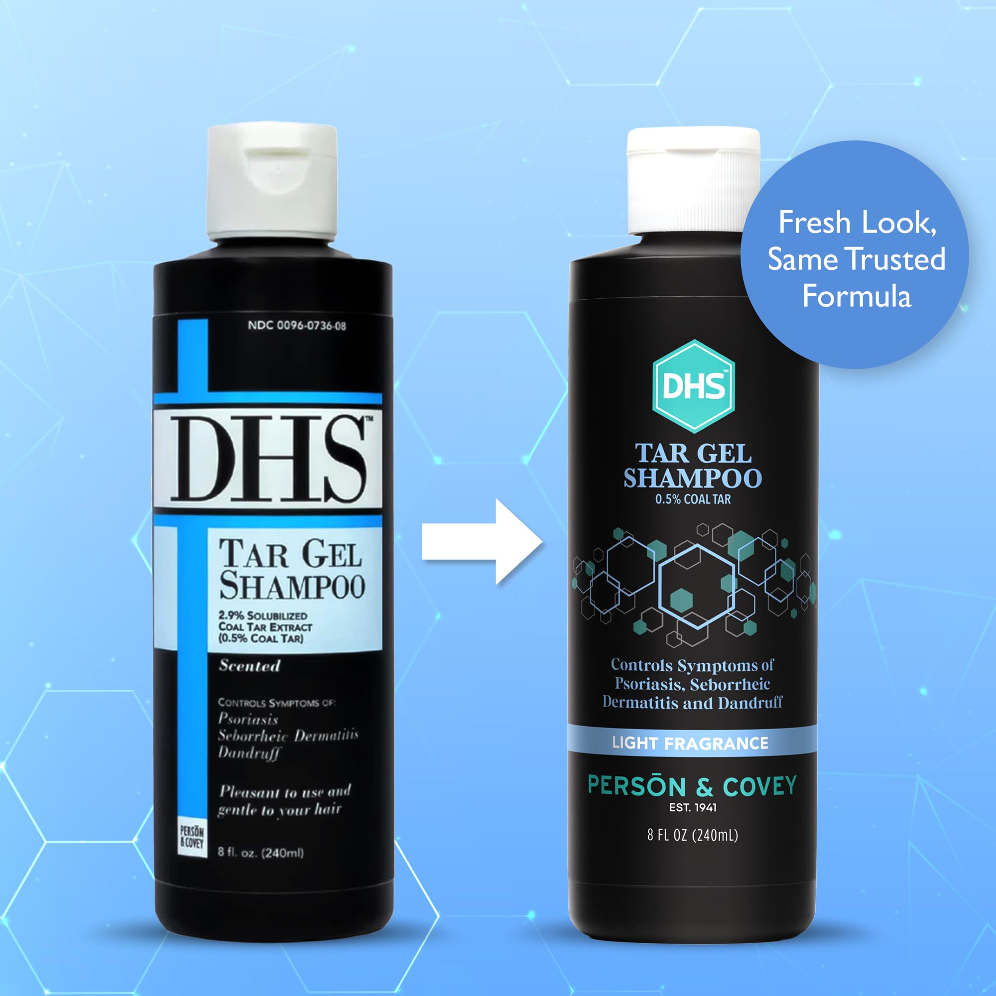 DHS Person & Covey T Gel Shampoo – Anti Dandruff & Psoriasis Care | Refined Coal Tar Gel | Deep Cleansing 8 Fl Oz
