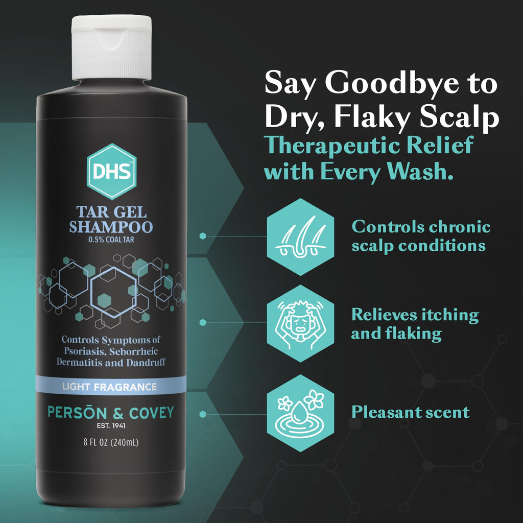 DHS Person & Covey T Gel Shampoo – Anti Dandruff & Psoriasis Care | Refined Coal Tar Gel | Deep Cleansing 8 Fl Oz