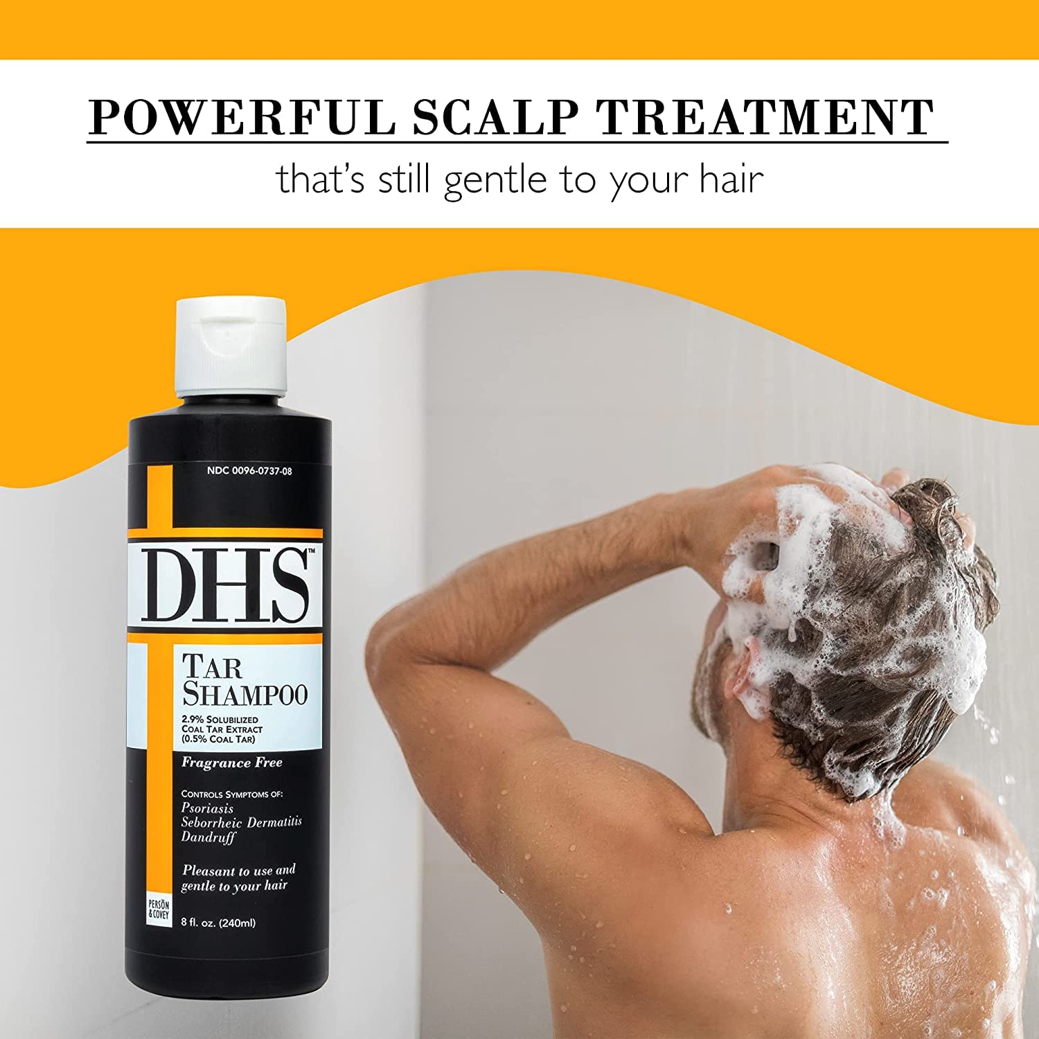 DHS Tar Shampoo – Coal Tar Dandruff, Unscented, PABA-Free (8 oz x 2)