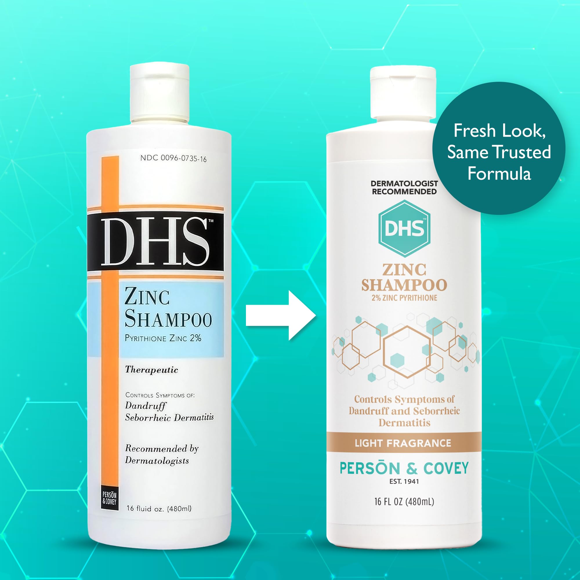 DHS Zinc Shampoo – 16 Oz (Pack of 2) | Detangling, Shine & Panthenol