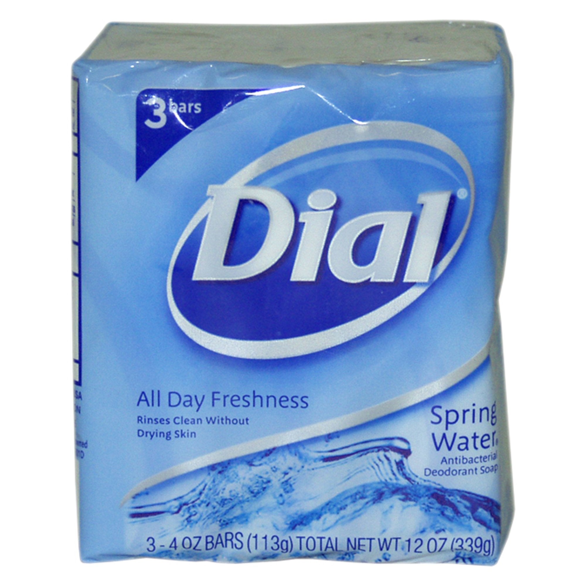 Dial Antibacterial Soap Bars – Spring Water Scent, 4 oz Bars, 3 ea