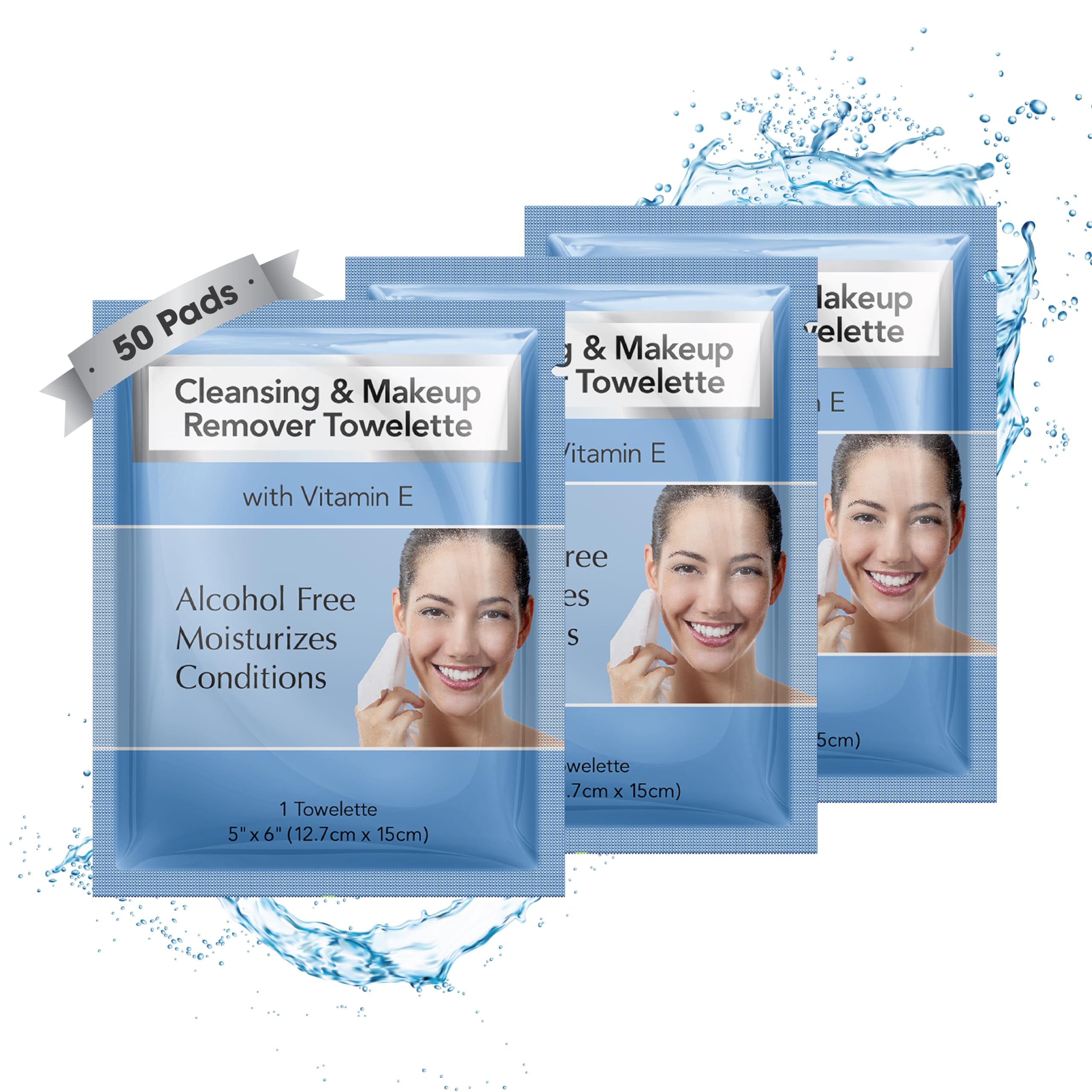 Diamond Wipes Makeup Remover Wipes – Alcohol-Free Facial Cleanser with Vitamin E | Case of 50