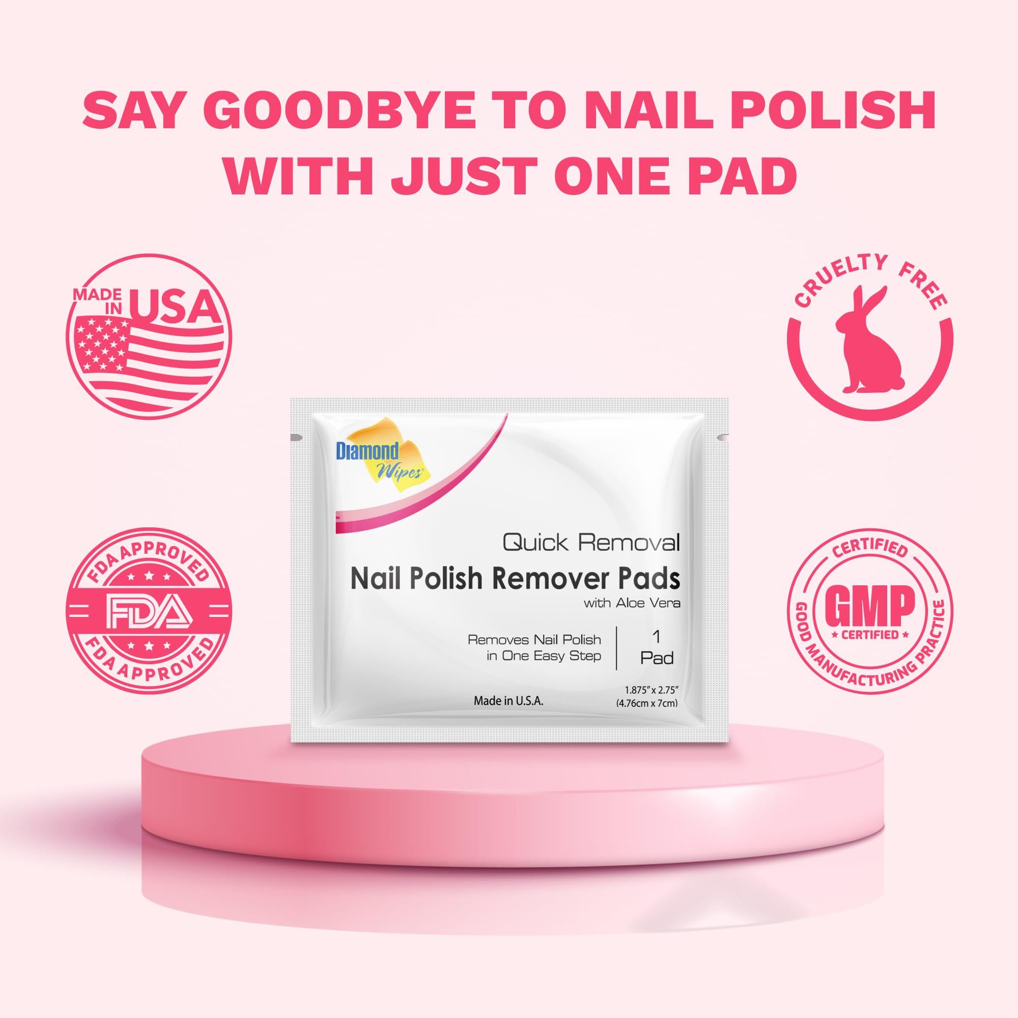 Diamond Wipes Nail Polish Remover Wipes with Aloe Vera – Case of 500