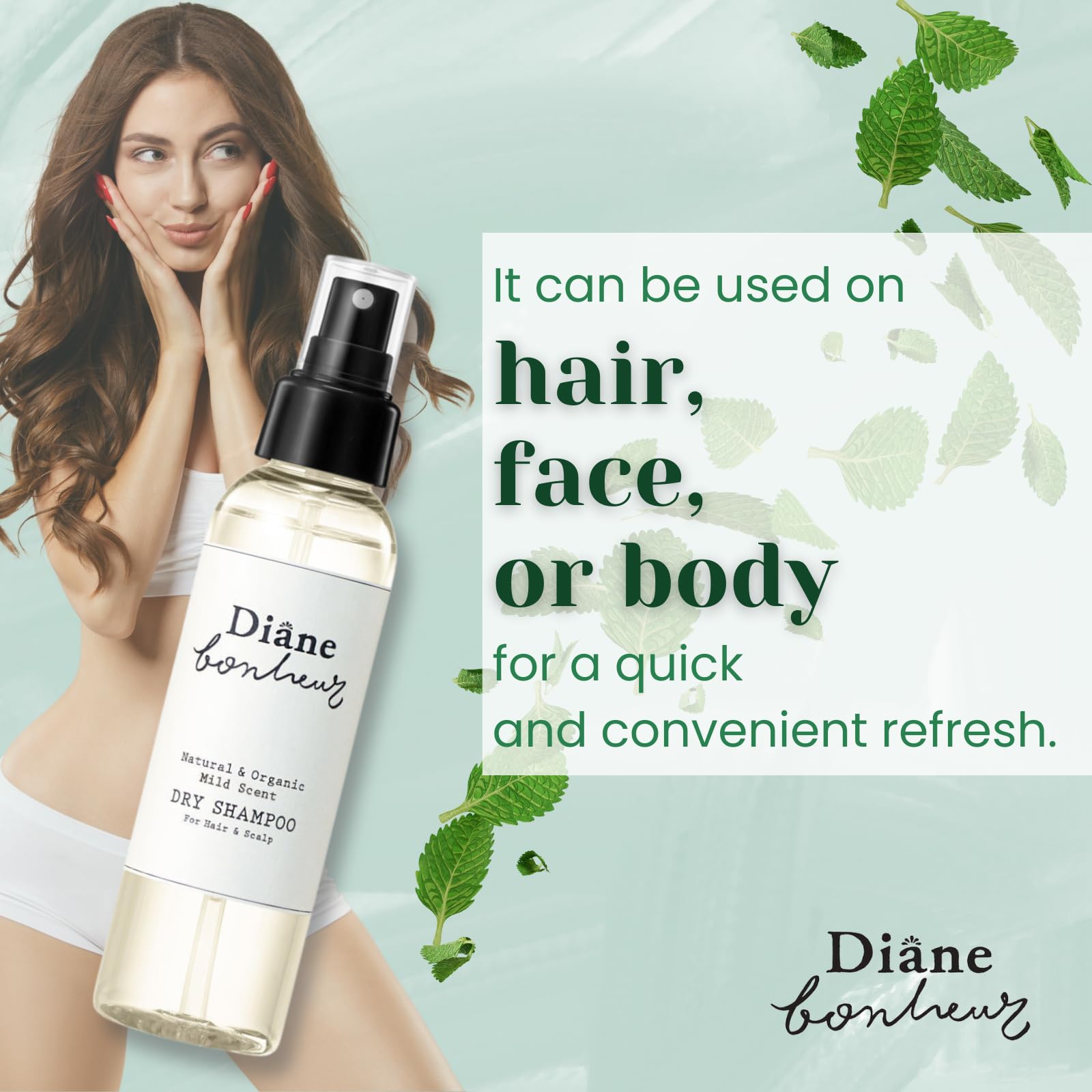 Diane Bonheur Natural Wet Dry Shampoo from Japan – Rosemary & Rose Water Mist, 4.06 fl oz