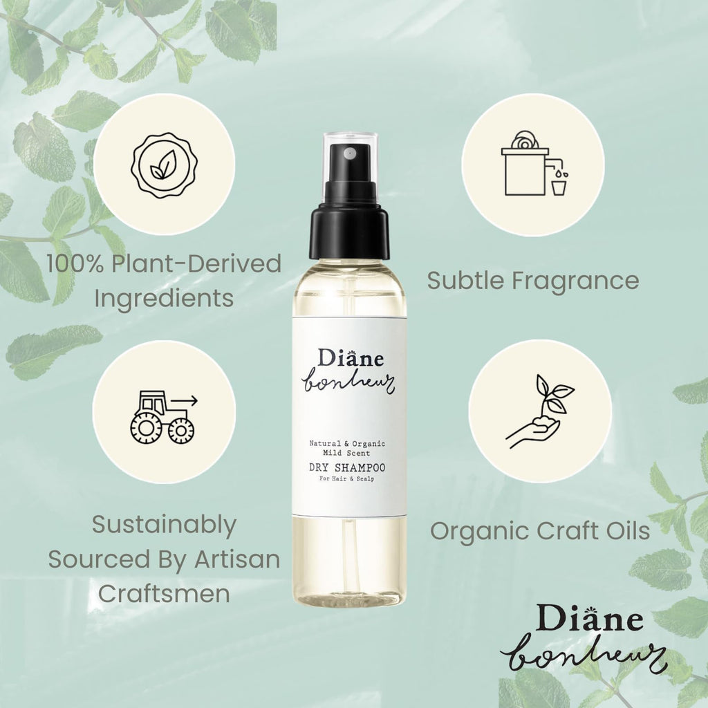 Diane Bonheur Natural Wet Dry Shampoo from Japan – Rosemary & Rose Water Mist, 4.06 fl oz