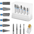 Diesisa 10Pcs Nail Drill Bits Set Tungsten Carbide Cuticle Bits 3-32 Inch Shank