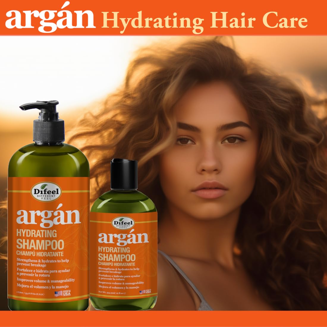 Difeel Argan Hydrating Shampoo 33.8 oz | Sulfate-Free Argan Oil Shampoo
