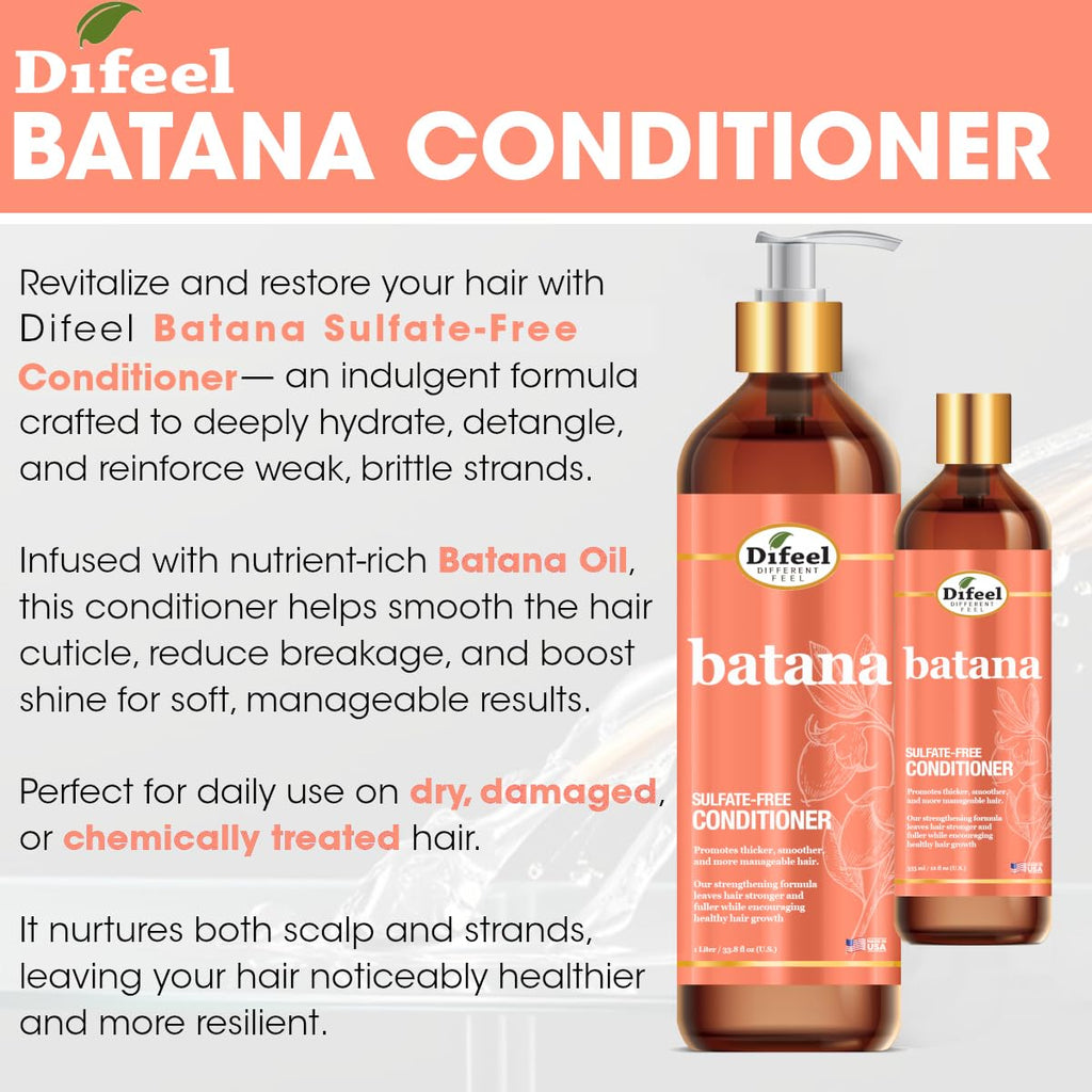 Difeel Batana Conditioner 33.8 oz – Sulfate Free Hydrating Hair Conditioner