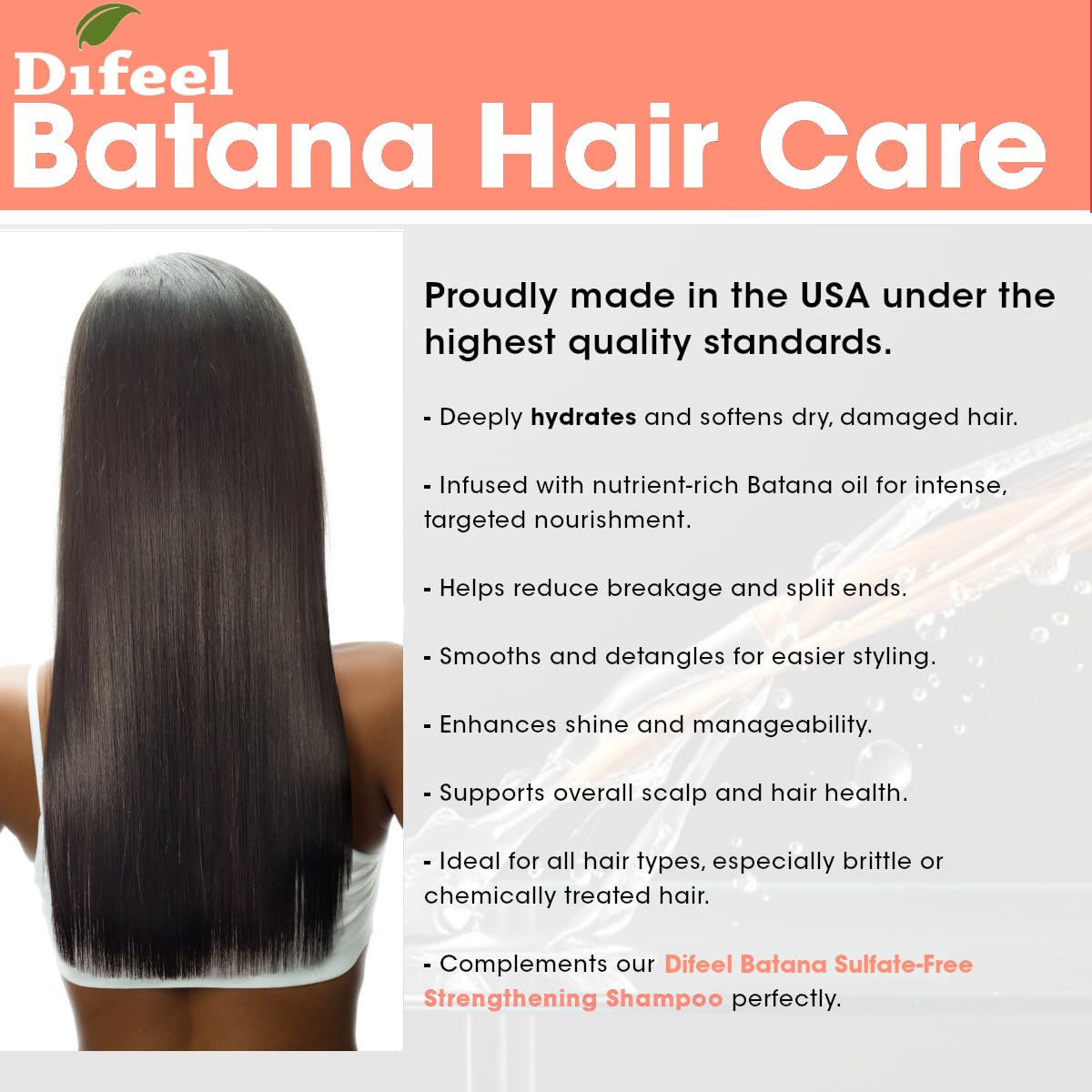 Difeel Batana Conditioner 33.8 oz – Sulfate Free Hydrating Hair Conditioner