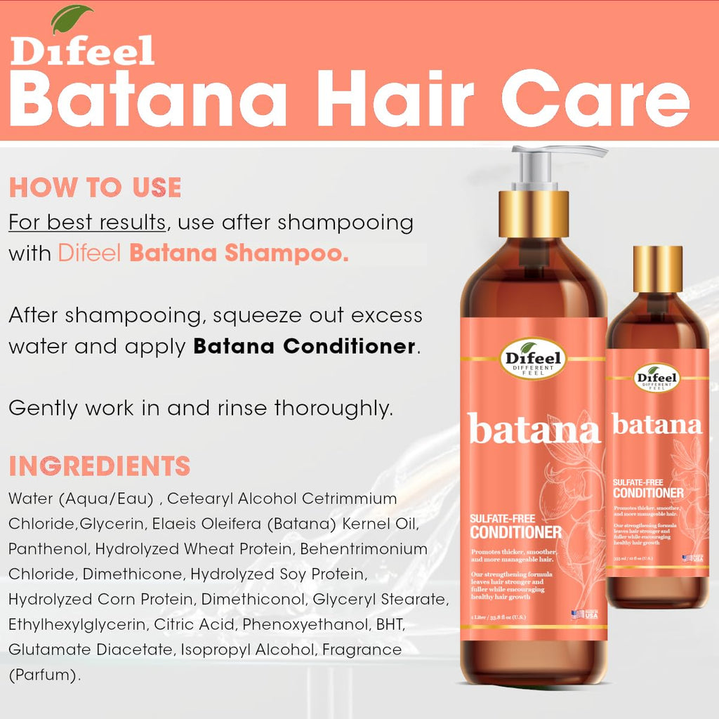 Difeel Batana Conditioner 33.8 oz – Sulfate Free Hydrating Hair Conditioner