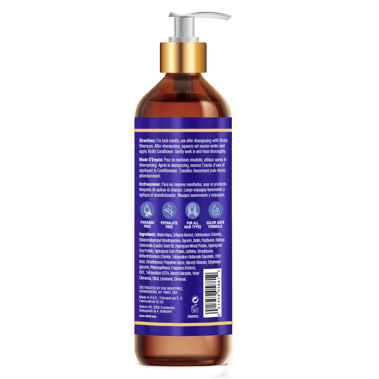 Difeel Elevated Biotin Conditioner for Hair Growth - 33.8 oz | Paraben Free & Color Safe