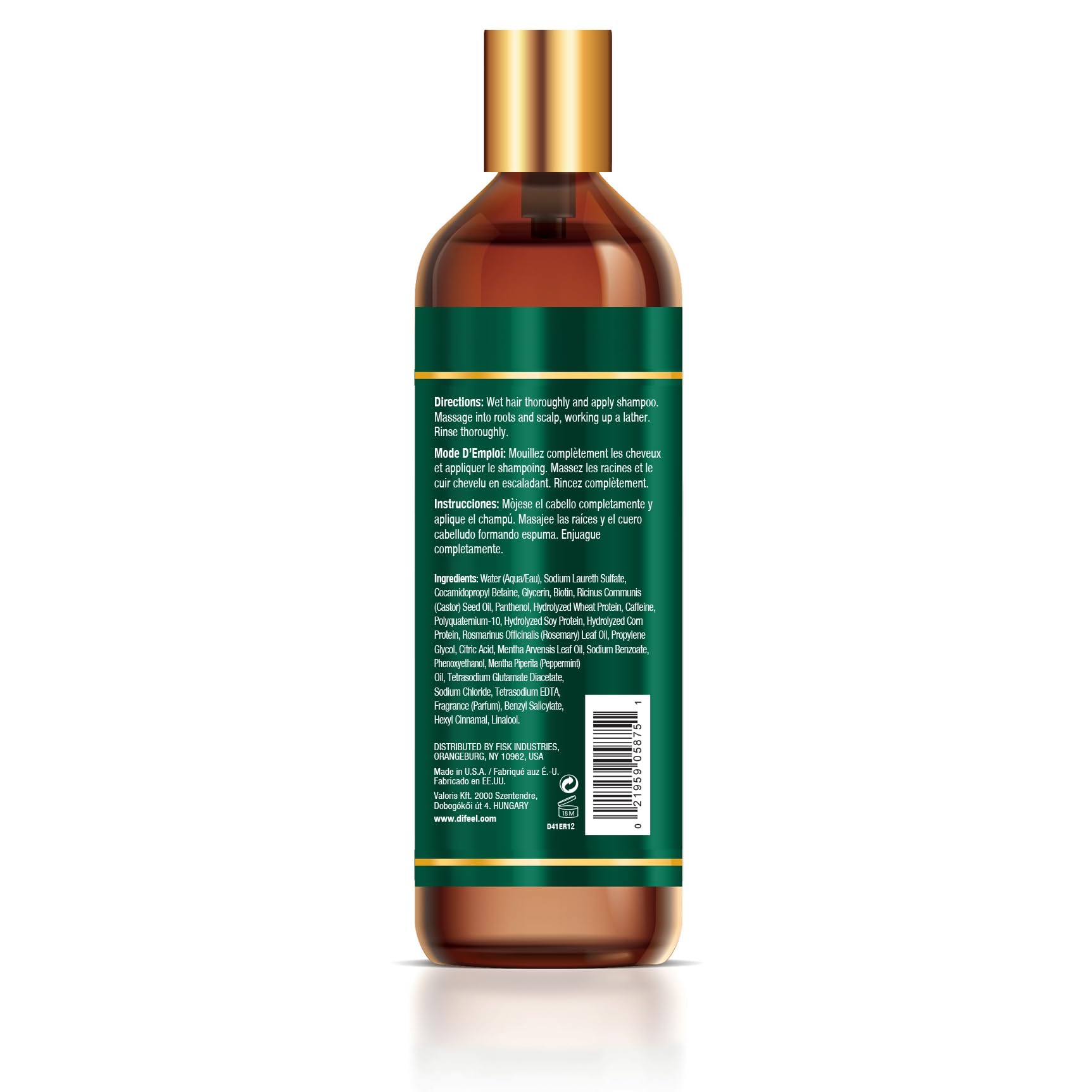 Difeel Elevated Rosemary Mint Shampoo with Biotin – Strengthen Dry & Damaged Hair (12 oz)