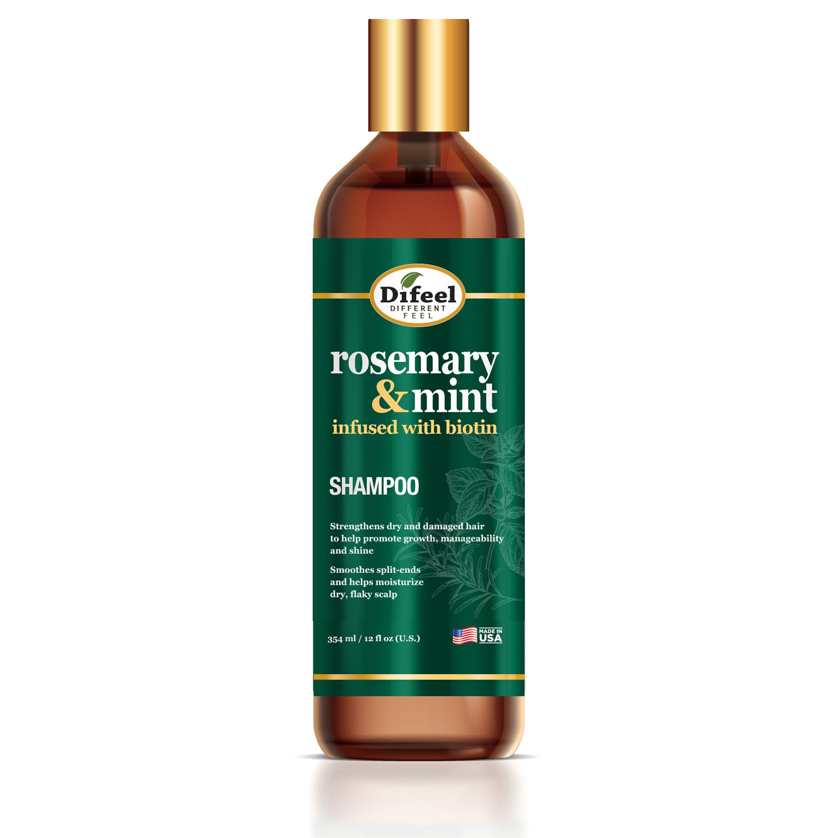 Difeel Elevated Rosemary Mint Shampoo with Biotin – Strengthen Dry & Damaged Hair (12 oz)