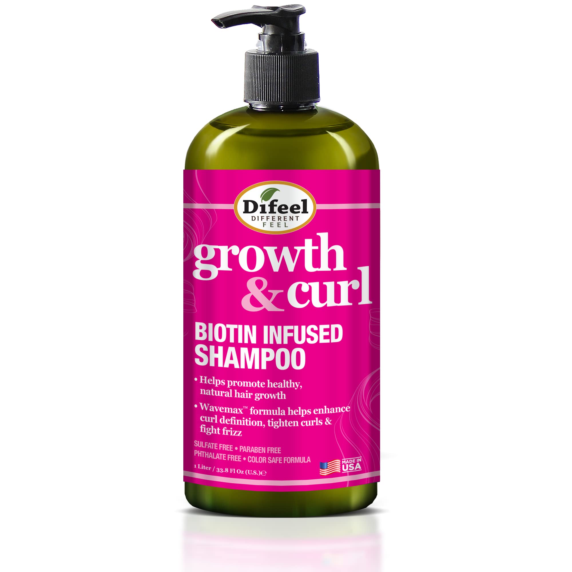 Difeel Growth & Curl Biotin Shampoo 33.8 oz – Curly Hair Growth & Defined Curls