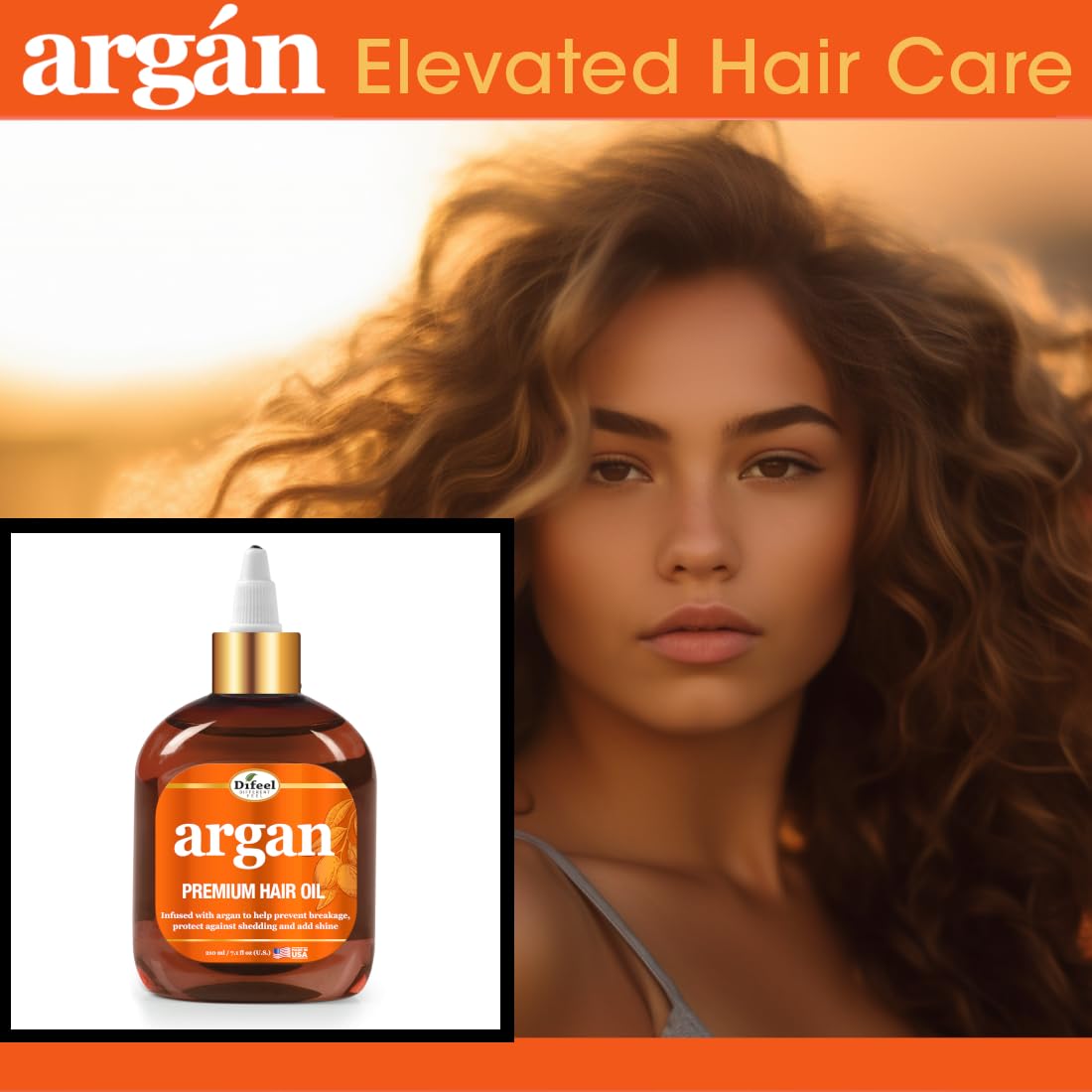 Difeel Premium Argan Hair Oil – Dry Hair Treatment, 7.1 oz
