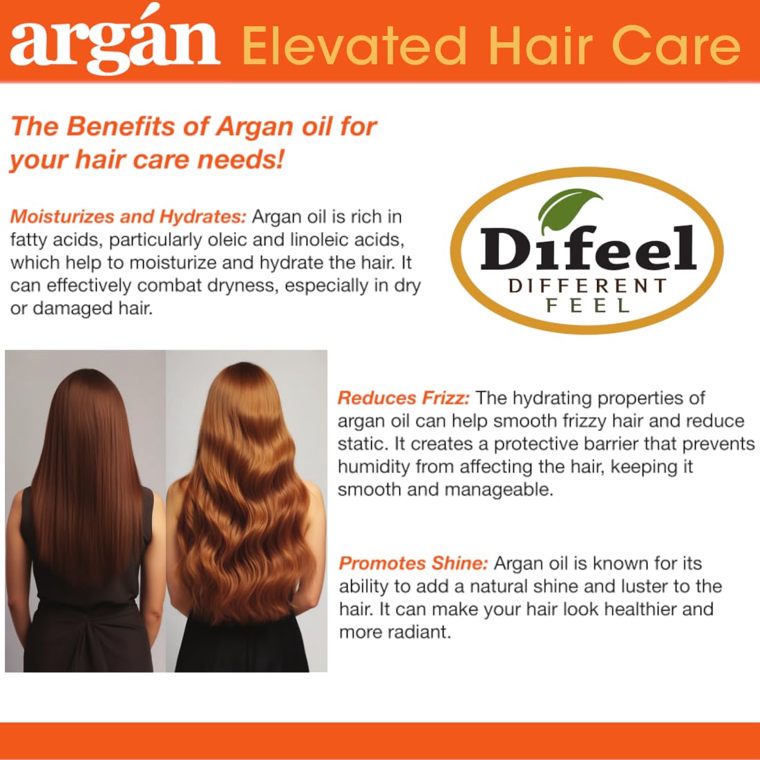 Difeel Premium Argan Hair Oil – Dry Hair Treatment, 7.1 oz