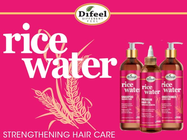 Difeel Rice Water Conditioner 33.8 oz – Strengthening, Sulfate-Free Hair Care