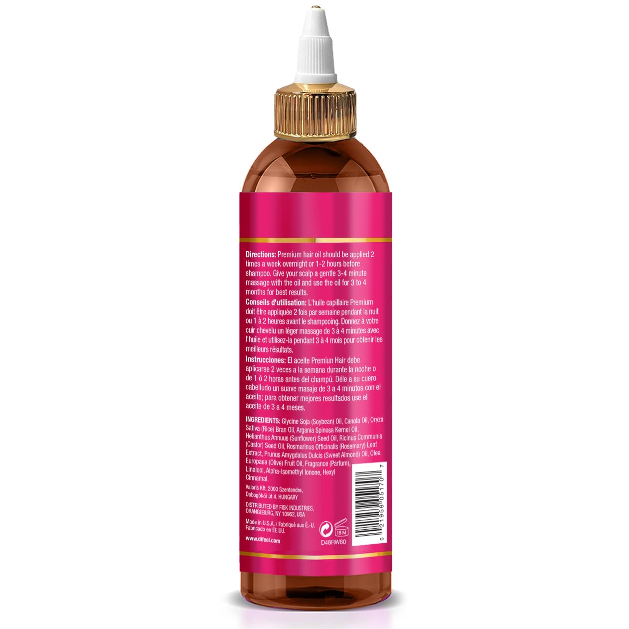 Difeel Rice Water Hair Oil 8 oz – Strengthening Moisturizer for Hair