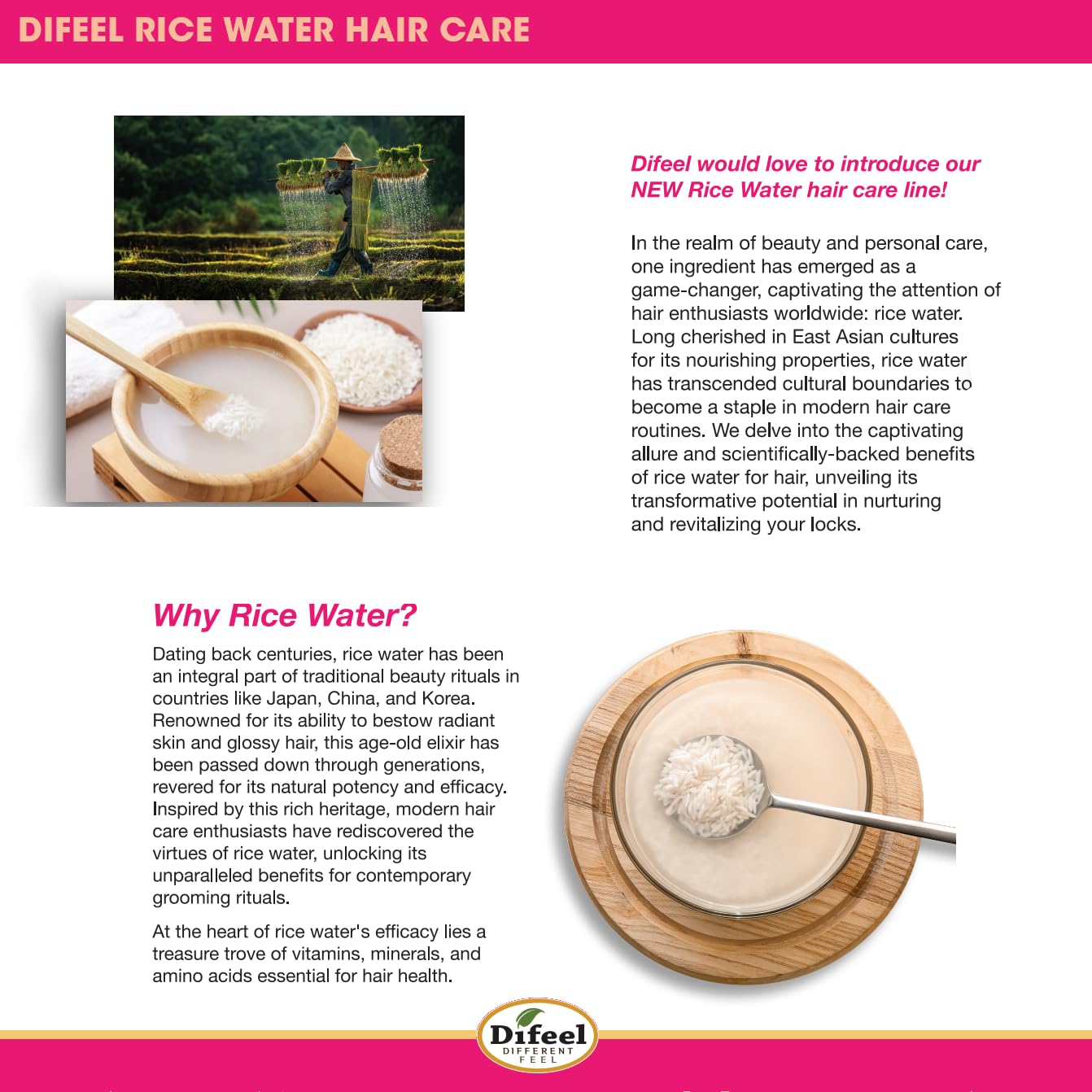 Difeel Rice Water Hair Oil 8 oz – Strengthening Moisturizer for Hair