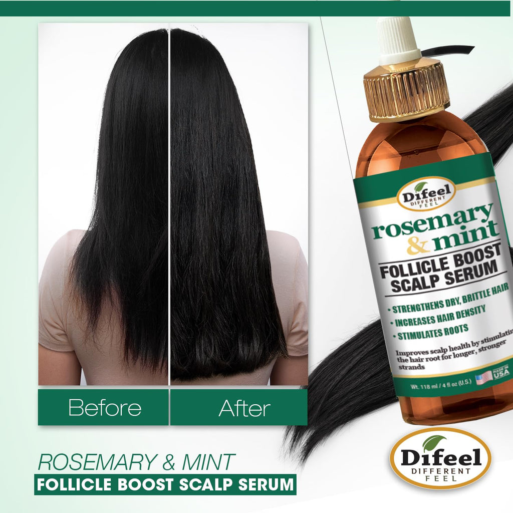 Difeel Rosemary & Mint Follicle Boost Scalp Serum 4 oz – Strengthen & Invigorate Hair