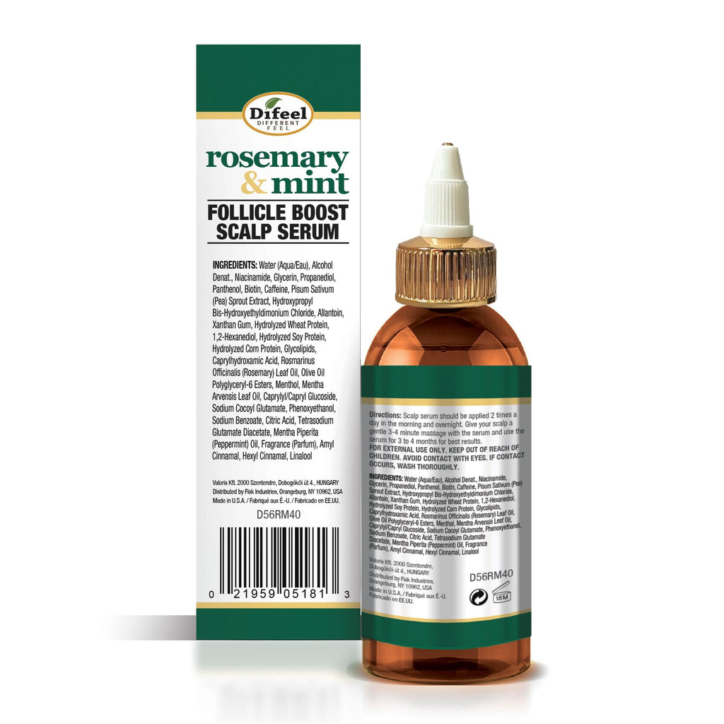 Difeel Rosemary & Mint Follicle Boost Scalp Serum 4 oz – Strengthen & Invigorate Hair