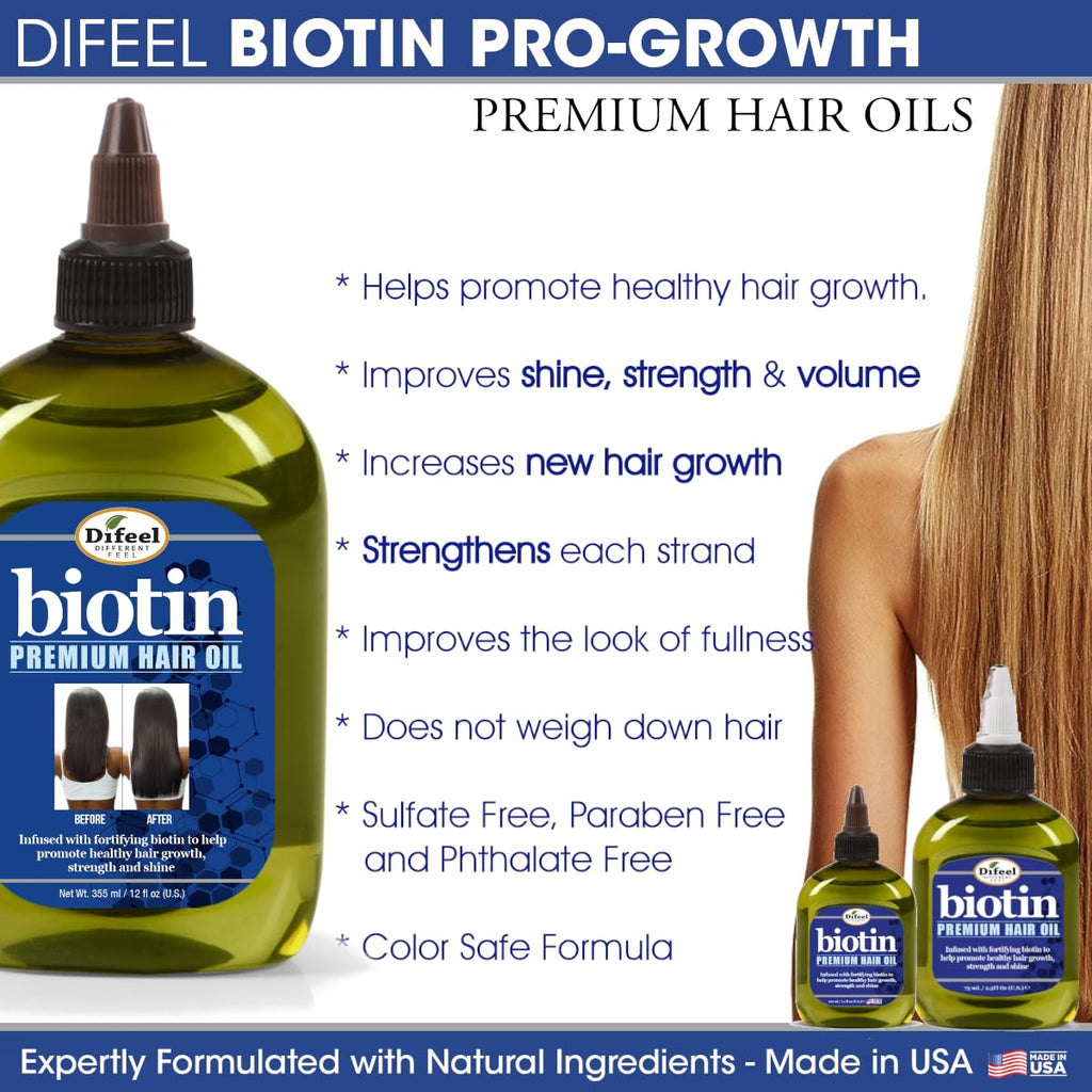Difeel Pro-Growth Biotin Shampoo 4-Pc Set – Shampoo, Leave-In, Hair Mask & Hair Oil