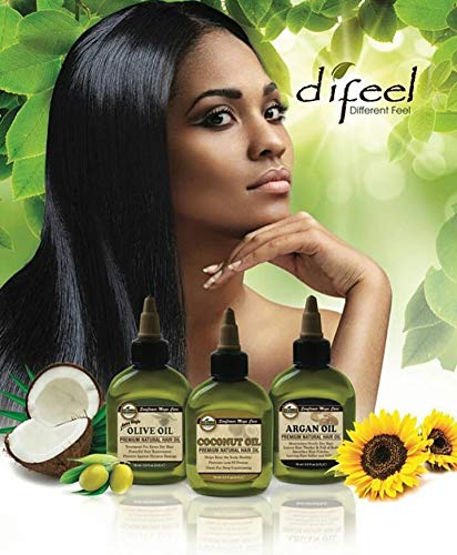 Difeel Premium Natural Hair Oil with Vitamin E - 2.5 oz Bottle (6-Pack)
