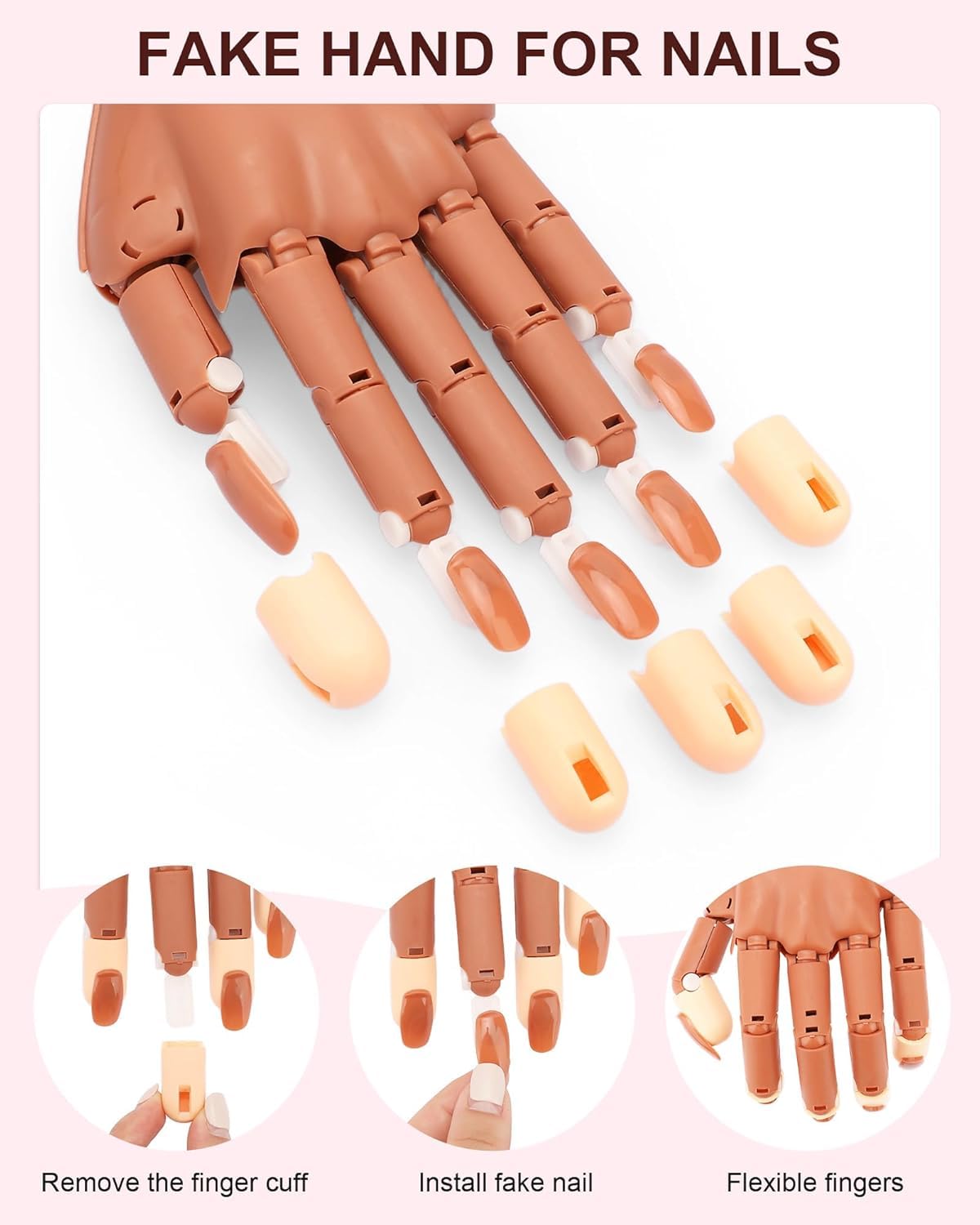 Difenni Practice Hand for Acrylic Nails – Magnetic Rotatable Nail Art Hand for Beginners