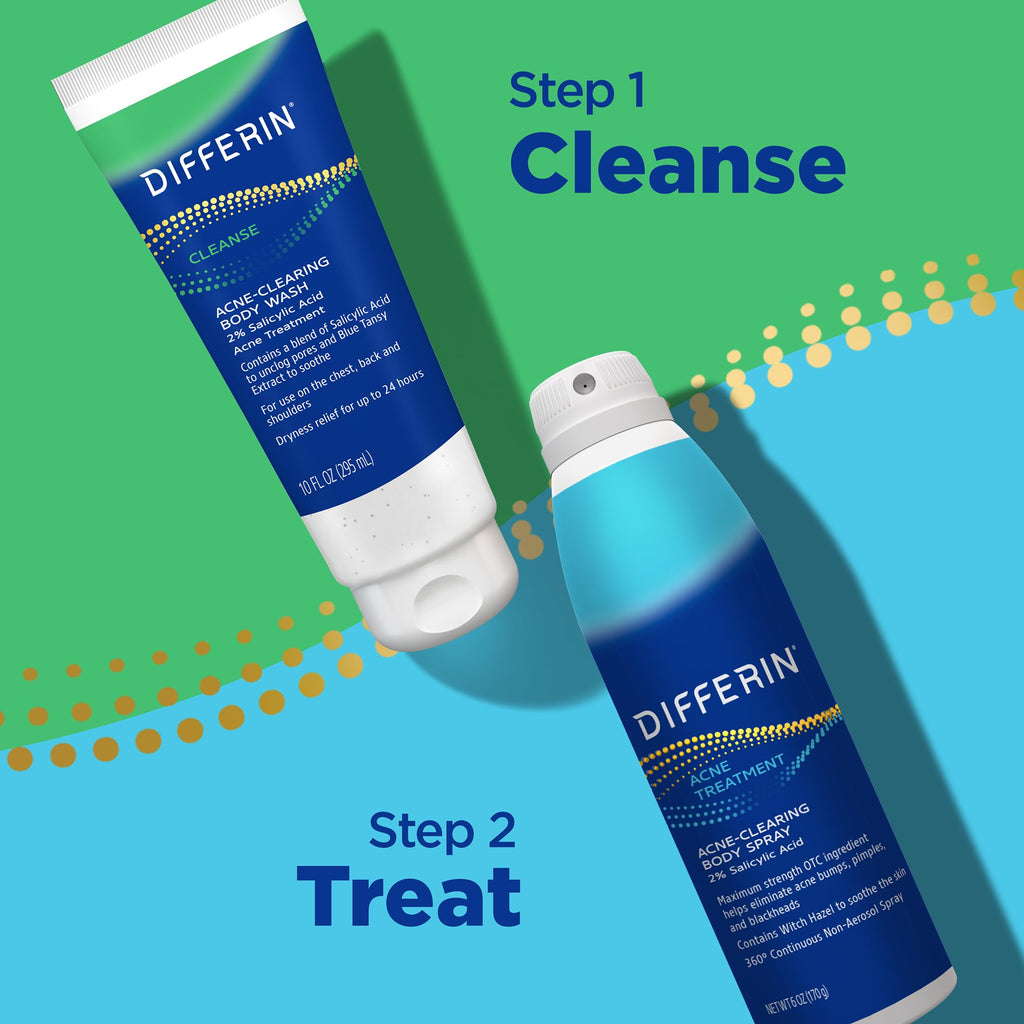 Differin Acne-Clearing Body Spray with Salicylic Acid – 2% SA, 360° Mist, 6 oz