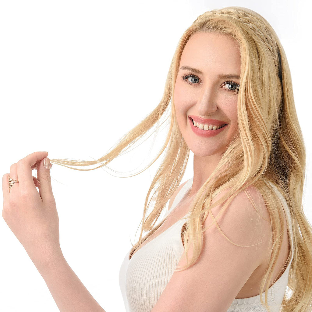 DIGUAN Double Three Strand Synthetic Hair Braided Headband Extension – Burgundy
